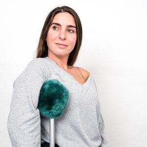 Natural Medical Classic Sheepskin Crutch Covers | 4-Piece | Emerald | 8"x4.5"